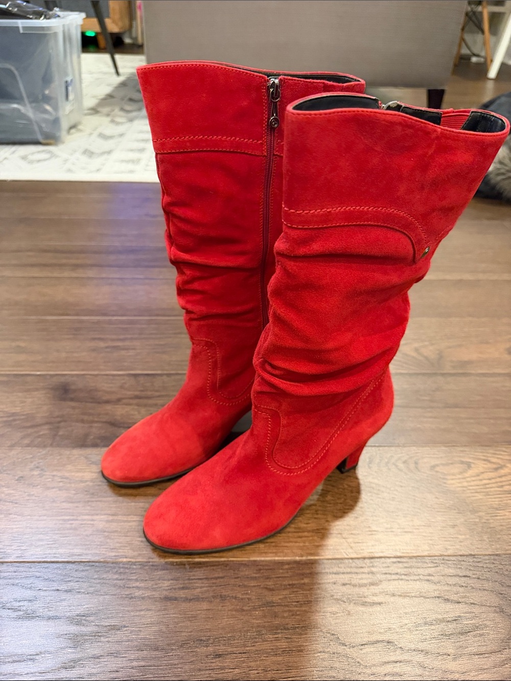 Blondo Canada Red Suede Mid-Calf Heeled Boots Size 8 - C69